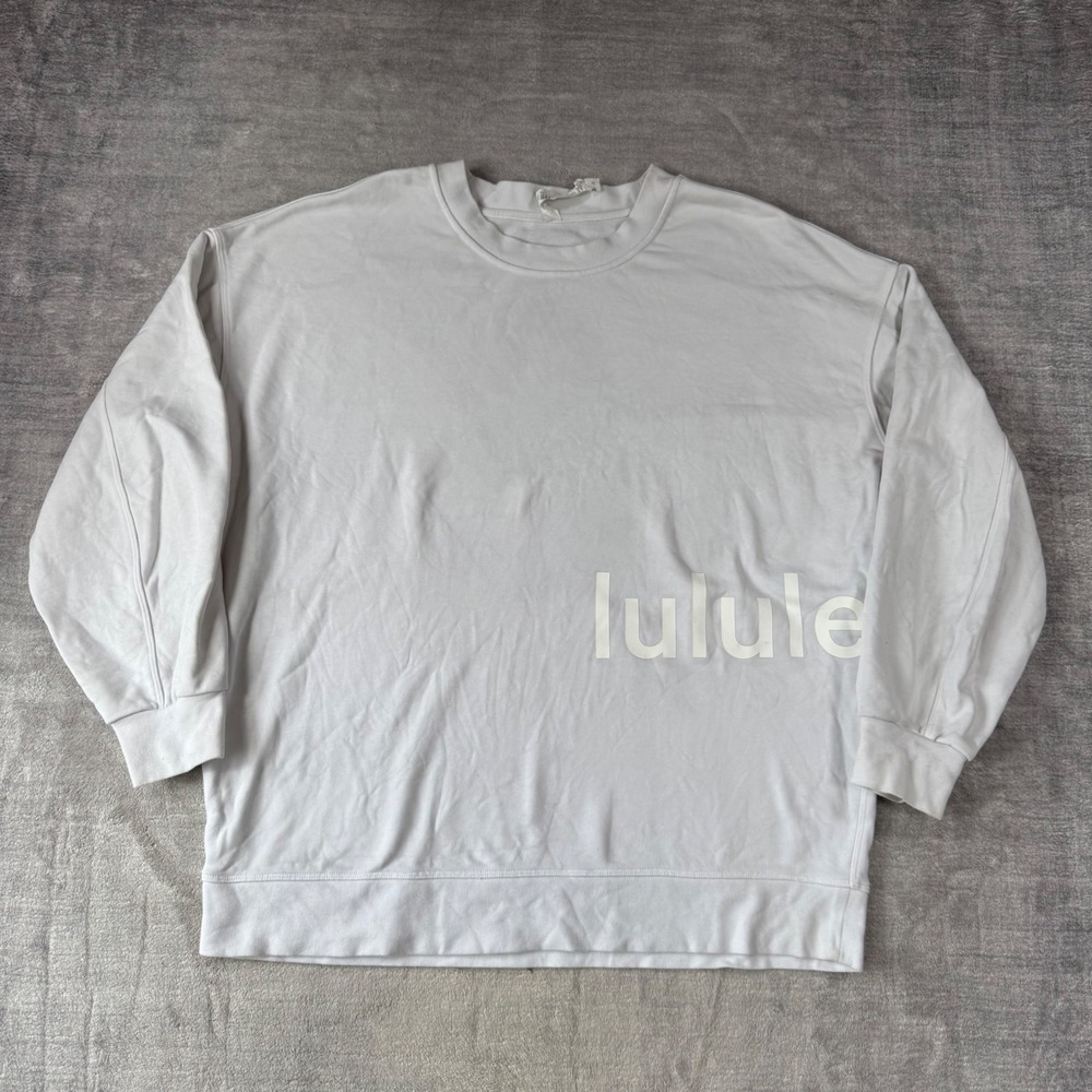 Lululemon Perfectly Oversized Crewneck Women 10 White Graphic Logo Sweatshirt
